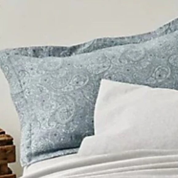 Boutique King Flannel Duvet Cover Set Blue Paisley 3-Piece 92x90 - Picture 5 of 6